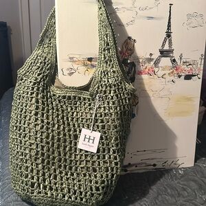 Haute Hippie Sage Green Crochet Tote